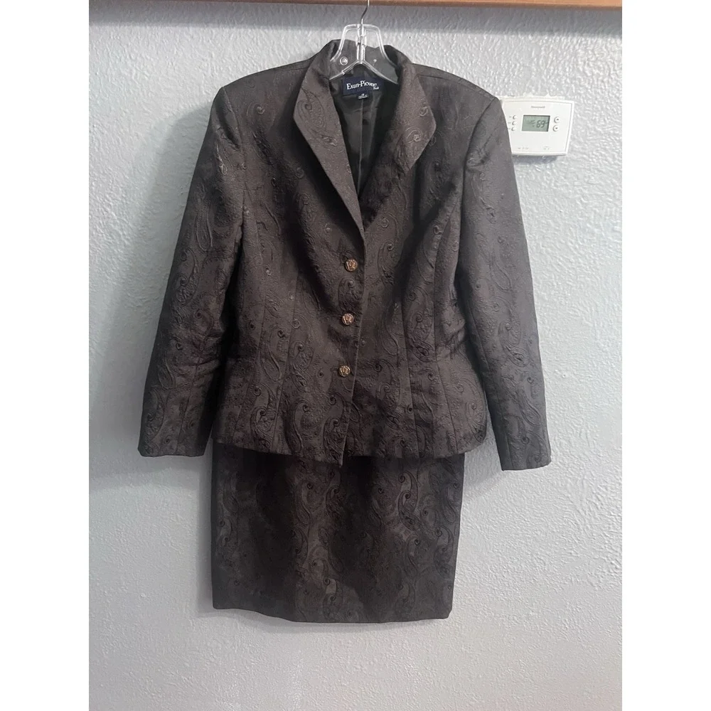 Evan‎ Picone Women Brown Skirt & Blazer Suit Size 12
